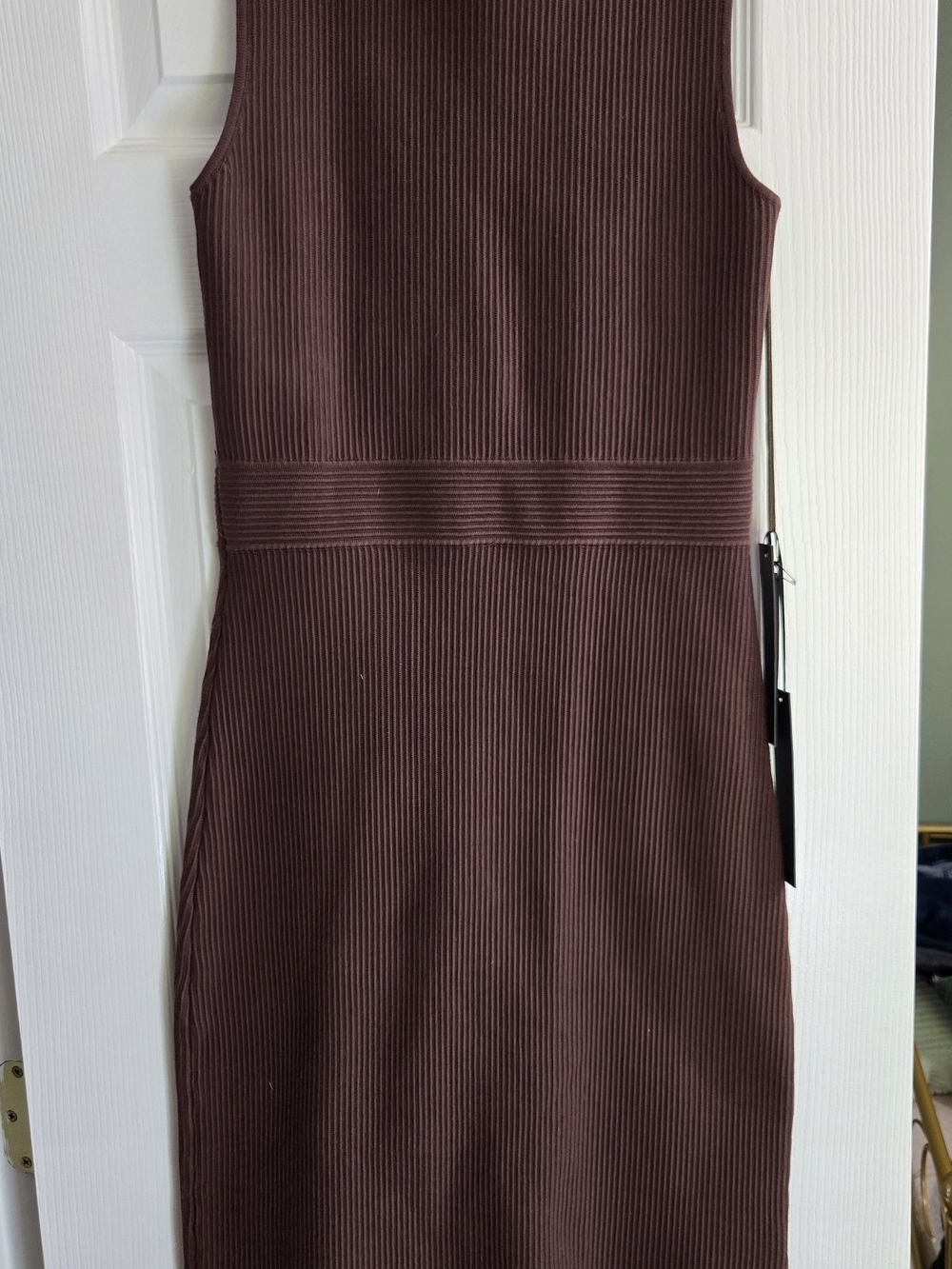 House of Harlow 1960 Sleeveless Ribbed Midi Dress in Chocolate Brown